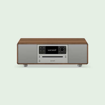 Sonoro PRESTIGE X Walnut met zilverkleurig front, vooraanzicht