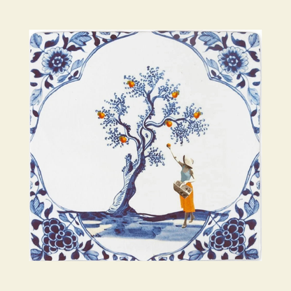 PLUK DE DAG op een egale pastelachtergrond, originele tegelillustratie