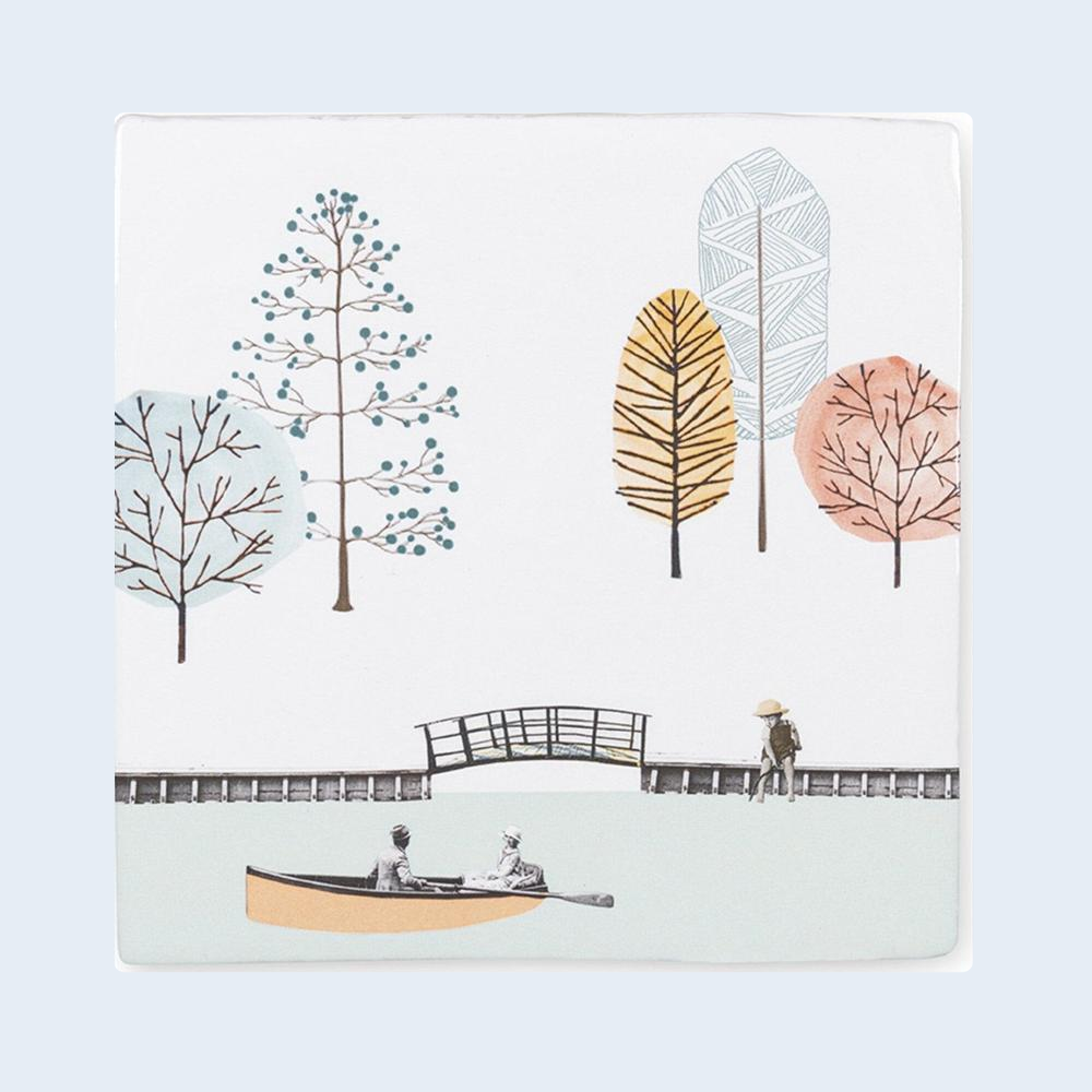 A day at the park op pastelachtergrond