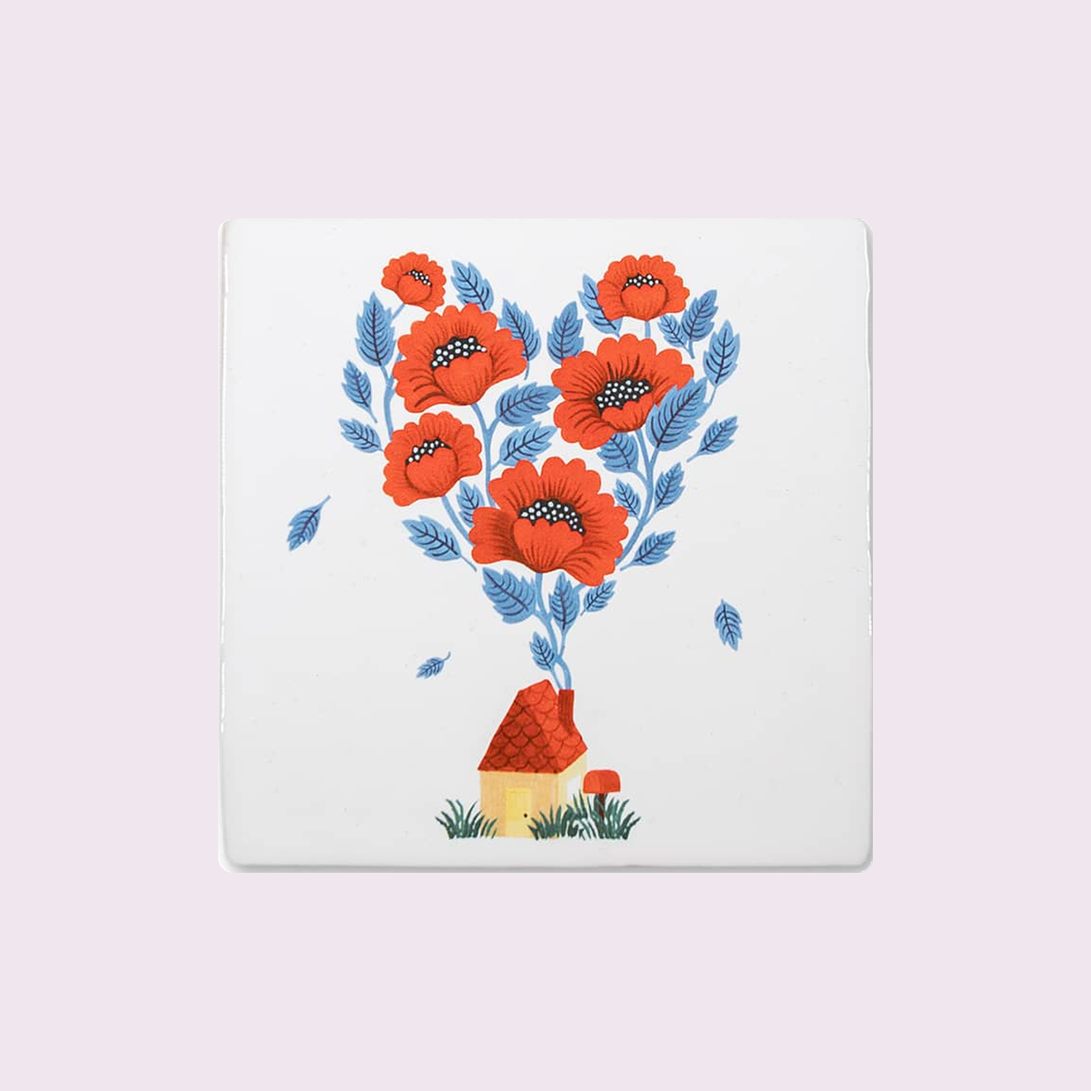 StoryTiles Waar liefde is, keramische tegel 10 x 10 cm op zachte pastelachtergrond