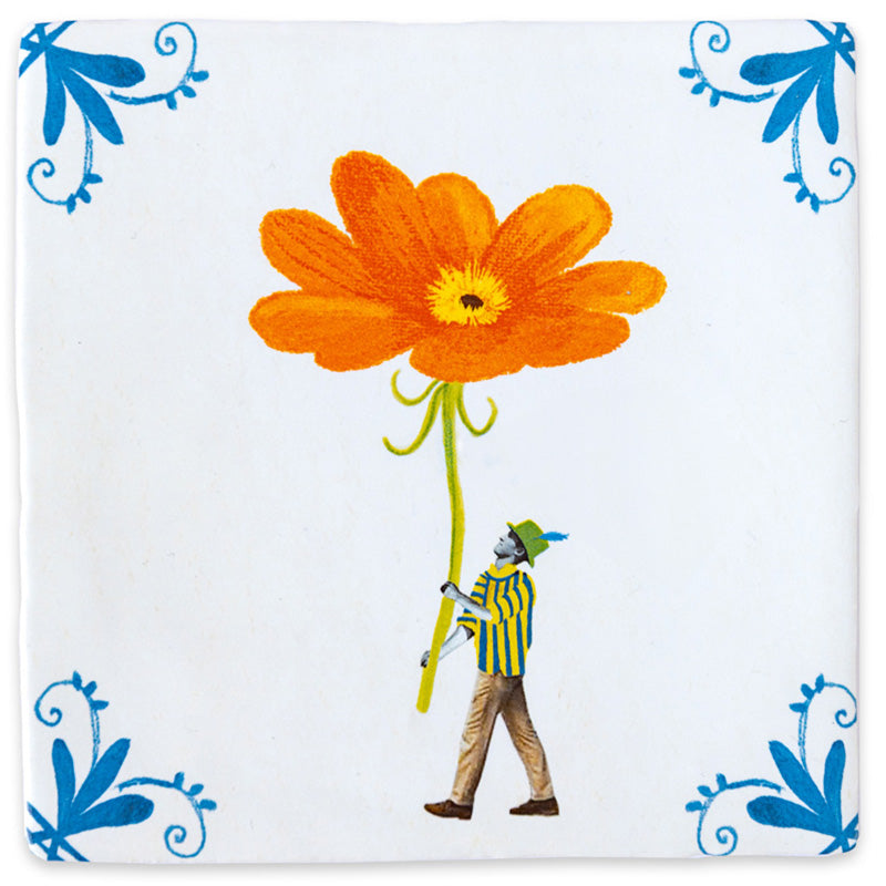 StoryTiles Bringing you a bloom tegel 10 × 10 cm met rode klaproos