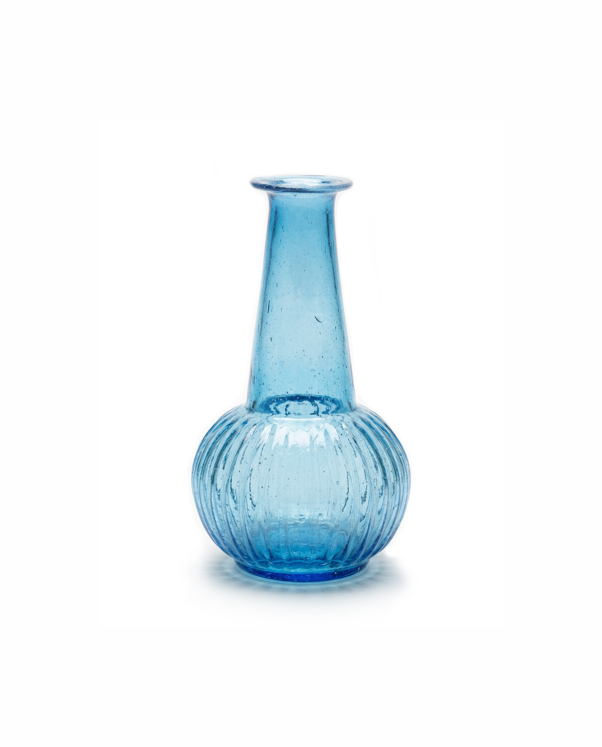 Weldaad WEL261 lichtblauwe vaas van gerecycled glas met ribbels