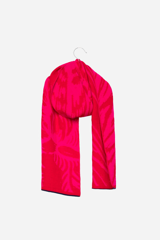 Wolvis Cerura midi azalea – rode en roze merinowollen sjaal